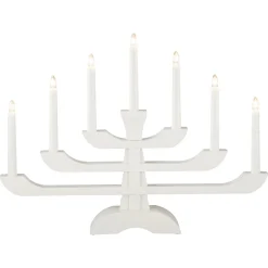 Adventsljusstake LED trä 7-armad, vit, Konstsmide, 33 cm