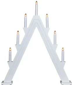 Adventsljusstake Northlight Djura, trä, 7 ljus, vit