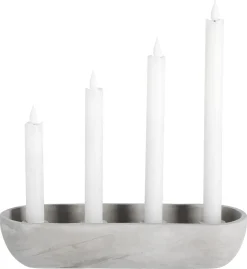 Adventsljusstake levande ljus grå, 30 x 10 cm