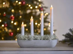 Adventsljusstake levande ljus grå, 30 x 10 cm