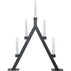 Adventsljusstake Oliver 5-armad LED svart metall, 55 cm