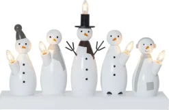 Adventsljusstake snögubbar, vit, Star Trading