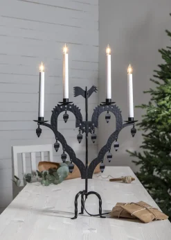 Adventsljusstake Tupp LED 4-armad, svart metall