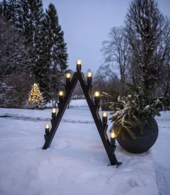 Adventsljusstake utomhus Max 9-armad LED svart metall, 83 cm