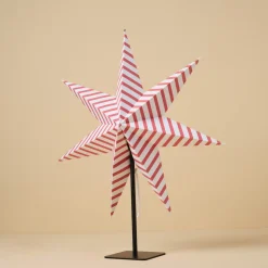Adventsstjärna röda och vita ränder, papper, 50 cm