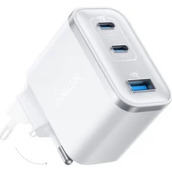 Anker Nano snabbladdare USB-C 3 portar GaN 70 W, vit