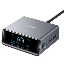 Anker Prime laddstation USB-C/A 6 portar 250 W, silver