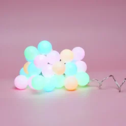 Batteridriven ljusslinga LED-bollar flerfärgad, timer, 4,8 m