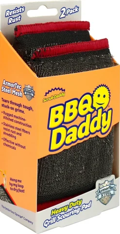 BBQ Daddy Steel Scouring Pad stålsvamp för grill, 2-pack