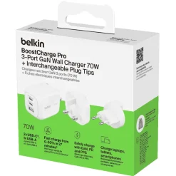 Belkin BoostCharge Pro reseladdare 3 portar, 70W