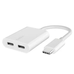 Belkin Rockstar USB-C till 2 x USB-C adapter, vit