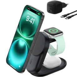 Belkin UltraCharge 3 in 1 vikbar Qi2-laddare, 25W