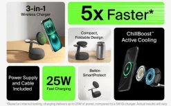 Belkin UltraCharge Pro 3 in 1 Qi2-laddare, 25W