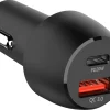 Billaddare 12, 24 V, USB-C / USB-A, svart