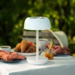 Bordslampa utomhus solcell USB-C dimbar, vit