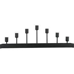 Bordsljusstake lång, 7 ljus svart metall, 51,5 cm
