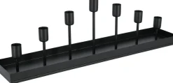 Bordsljusstake lång, 7 ljus svart metall, 51,5 cm