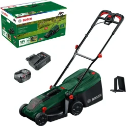 Bosch Rotak 18V-32 gräsklippare, med batteri