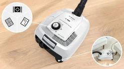 Bosch Serie 4 dammsugare med HEPA, BGL38WH2, vit