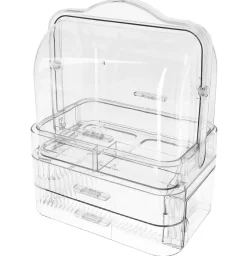 Bärbar sminkförvaring med lådor, display, klar plast
