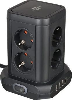 Brennenstuhl Socket Tower 8-vägs grenuttag med 4 USB