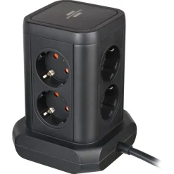 Brennenstuhl Socket Tower 8-vägs grenuttag, 3 USB, svart