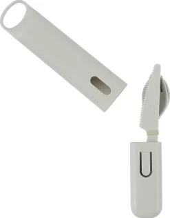 Campingbestick med fodral, plast, beige, 4 delar