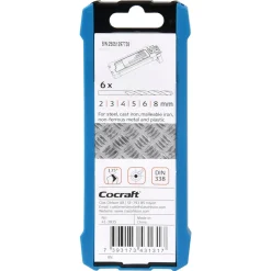 Cocraft borrsats HSS metall och plast, 2–8 mm, 6-pack