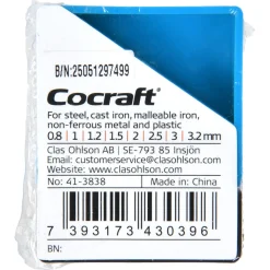 Cocraft borrsats trä och metall 0,8-3,2 mm, 8 delar