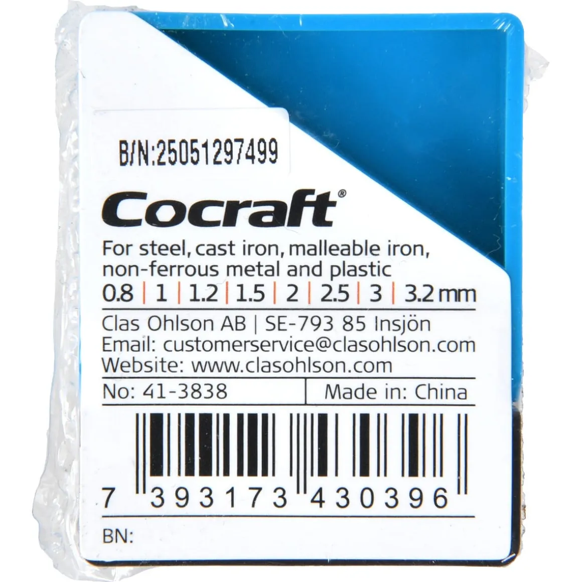 Cocraft borrsats trä och metall 0,8-3,2 mm, 8 delar