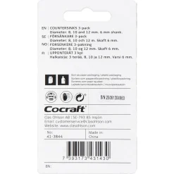 Cocraft försänkare 8, 10 och 12 mm, trä och metall, 3-pack