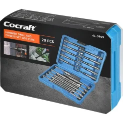 Cocraft hammarborrsats och mejslar SDS-plus, 20 delar