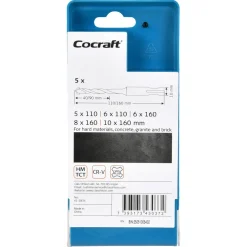 Cocraft hammarborrsats SDS-plus, 5, 6, 8 och 10 mm, 5-pack
