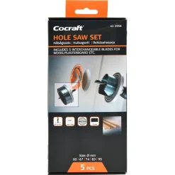 Cocraft hålsågssats 60–95 mm, trä och gips, 5 delar