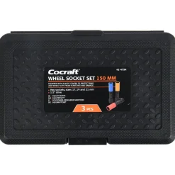Cocraft långa hjulmutterhylsor 17, 19, 21 mm, 1/2 tum