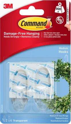 Command Medium självhäftande krokar transparenta, 2-pack