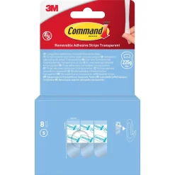 Command självhäftande strips S, transparent, 225 gram, 8-p