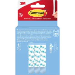 Command självhäftande strips L, transparent, 1,8 kg, 8-pack