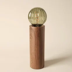 Deco bordslampa E27 metall med mörk träoptik, Northlight