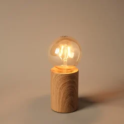 Deco bordslampa E27 metall med träoptik, Northlight