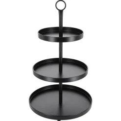 Dekorationsfat 3 våningar metall svart 48 cm