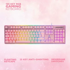 Deltaco Gaming GAM-021-RGB-P tangentbord, rosa