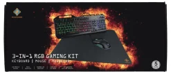 Deltaco gaming 3-i-1, tangentbord, mus och musmatta