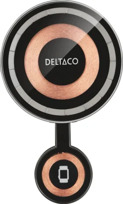 Deltaco 2-i-1 trådlös laddare med magnet, 15W