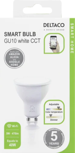 Deltaco Smart Home WiFi dimbar LED GU10 5 W