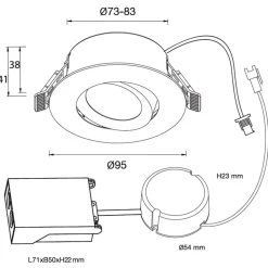 Designlight D-007 downlight LED varmvitt 7 W IP44, vit