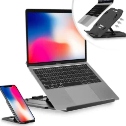 Desire2 2-i-1 portabelt laptopställ och mobilstativ