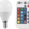 Dimbar LED-lampa RGBW E14 3 W, med fjärrkontroll