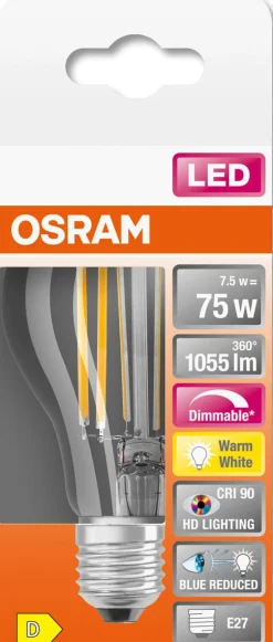 Dimbar normallampa LED E27 Osram, varmvit
