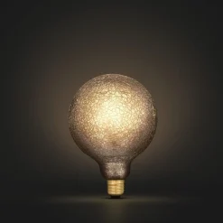 Dimbar globlampa LED E27 krakelerad 125 mm, grå